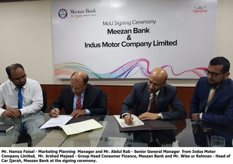 Indus Motor Company Limited (IMC) and Meezan Bank sign Memorandum of Understanding for Priority Delivery of all Toyota vehicles